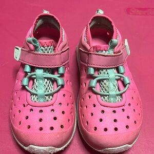 Stride Rite Pink and Green Water Shoes with Velcro Strap